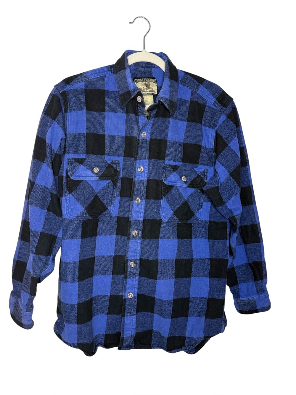 Vintage Field & Stream Heavyweight Blue Buffalo Check Flannel Button down M